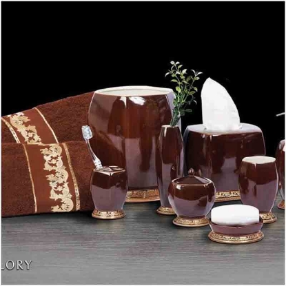 خرید اکسسوری 8 تکه سرویس بهداشتی ورونیکا مدل GLORY قهوه ای | ورونیکا