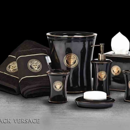 خرید اکسسوری 6 تکه سرویس بهداشتی ورونیکا مدل VERSACE BLACK مشکی | ورونیکا