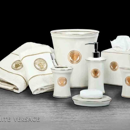 خرید اکسسوری 6 تکه سرویس بهداشتی ورونیکا مدل VERSACE WHITE سفید | ورونیکا