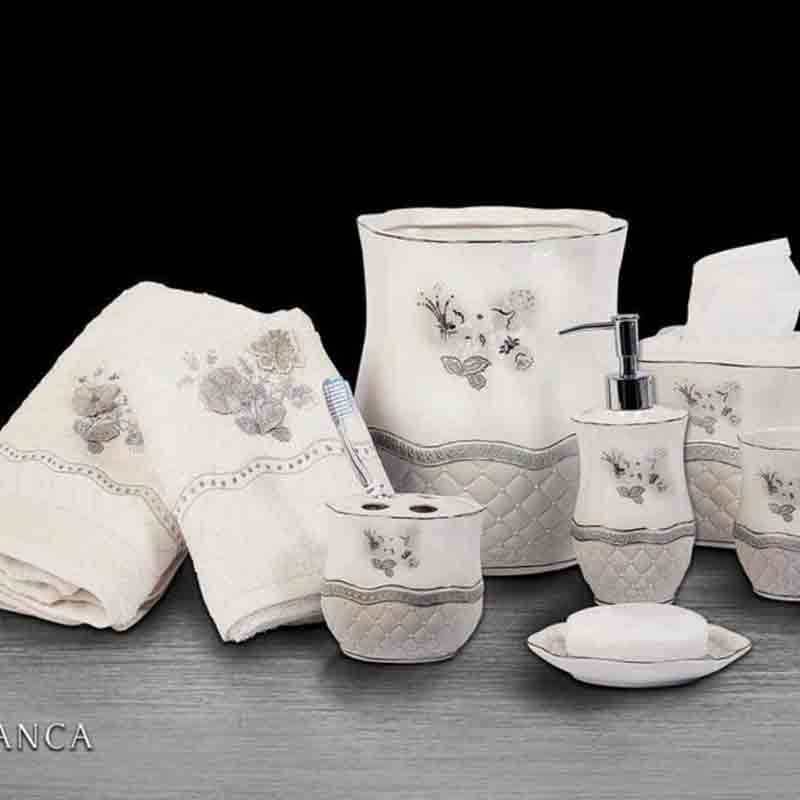 خرید اکسسوری 6 تکه سرویس بهداشتی ورونیکا مدل BLANCA سفید طوسی | ورونیکا