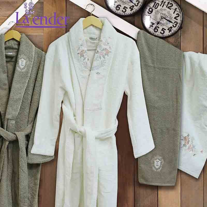 خرید ست حوله عروس و داماد دوقلو 8 تکه گلدوزی ورونیکا مدل Rosalin | ورونیکا