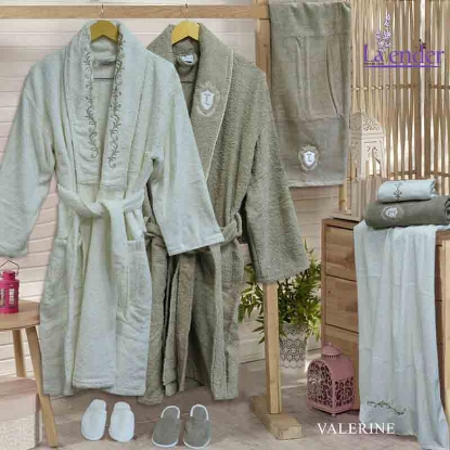 خرید ست حوله عروس و داماد دوقلو 8 تکه گلدوزی ورونیکا مدل Valerine | ورونیکا