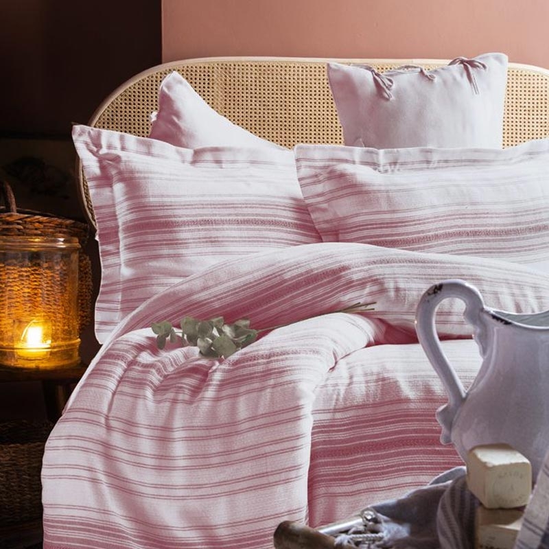 ست 6 تکه ملحفه کاور لحاف نخ بامبو (زرشکی)raphia صورتی | ورونیکا
