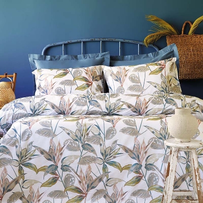 خرید کاور لحاف پنبه 4 تکه دونفره ورونیکا مدل tiede طرح برگ سفید | ورونیکا