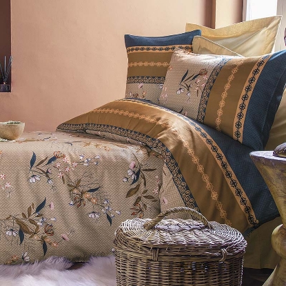 خرید کاور لحاف پنبه ای 4 تکه دونفره ورونیکا مدل nagoia کرم سرمه ای | ورونیکا