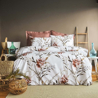 خرید کاور لحاف پنبه 4 تکه دونفره ورونیکا مدل fiji pink سفید صورتی | ورونیکا