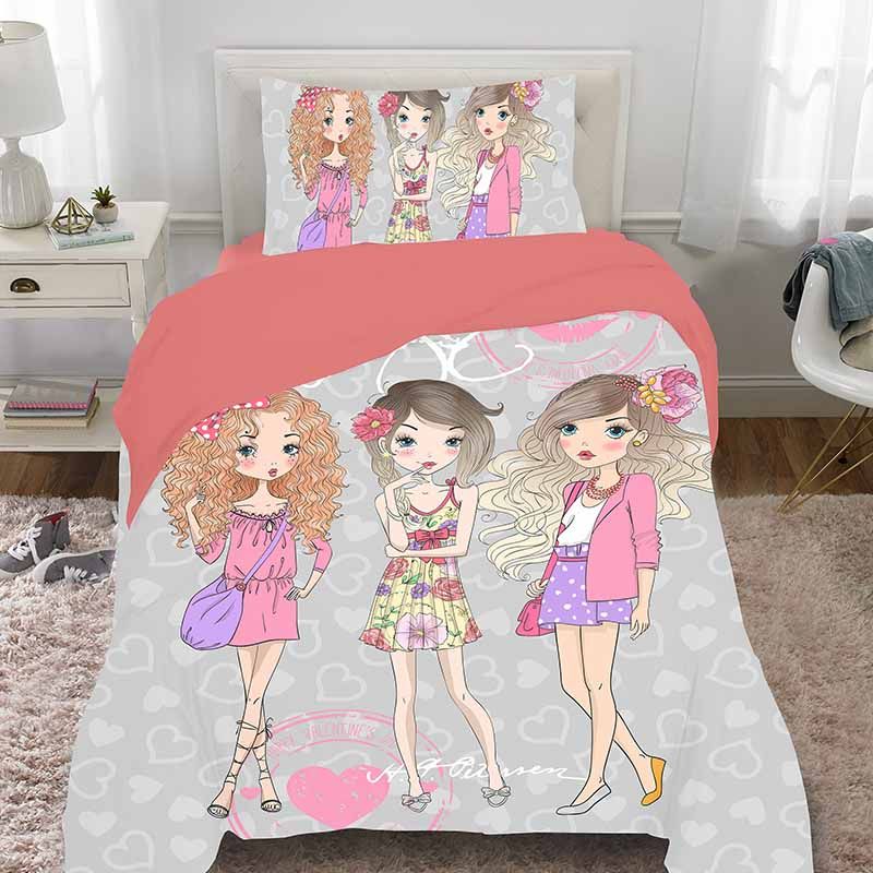 تصویر  ست 3 تکه ملحفه کاور میکرو پنبه کودک happy valtine
