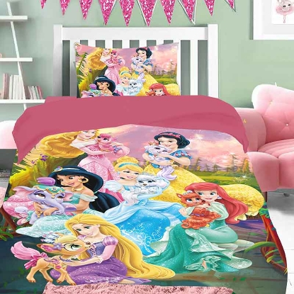 خرید ست 3 تکه کاور لحاف پنبه دخترانه ورونیکا مدل 4 پرنسس | ورونیکا