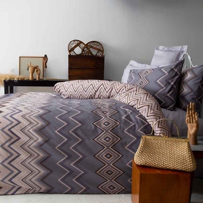 خرید کاور لحاف پنبه 4 تکه دونفره ورونیکا مدل hessell طوسی کرم | ورونیکا