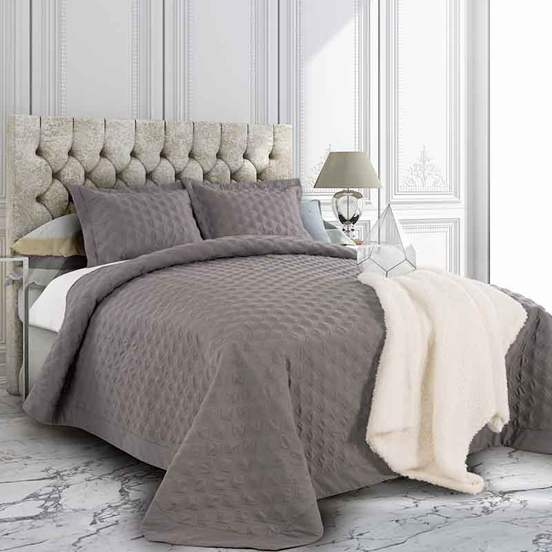 ست روتختی چهار فصل پنبه دوزی ورونیکا LV یک نفره دو تکه طوسی تیره | ورونیکا