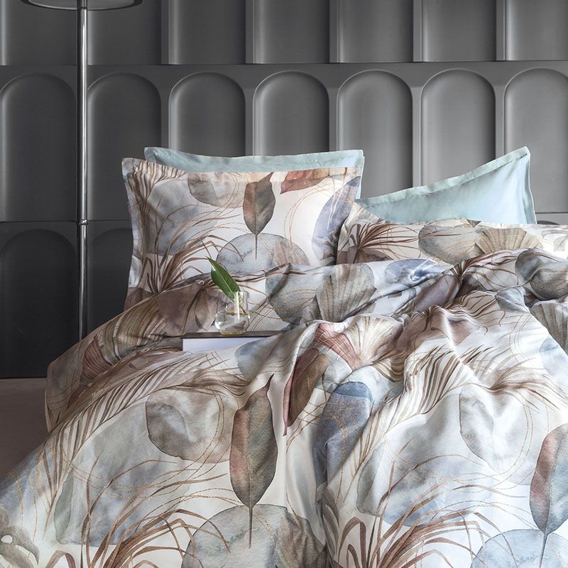 خرید کاور لحاف ۶ تکه ورونیکا مدل ashi نخ اکالیپتوس طرح برگ | ورونیکا