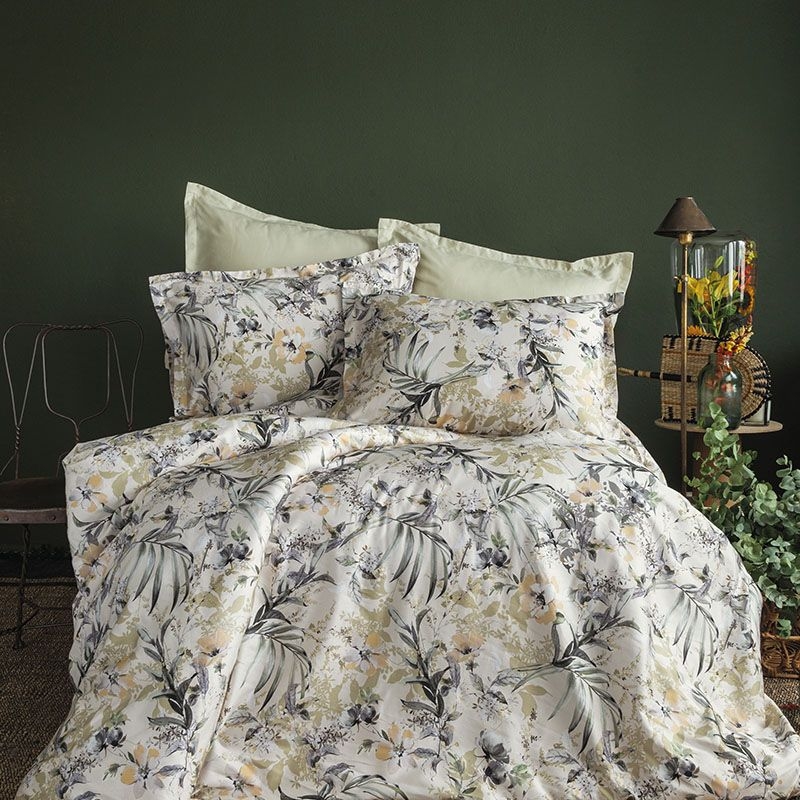 خرید کاور لحاف ۶ تکه پنبه ای دونفره ورونیکا مدل fresco گلدار کرمی | وزونیکا