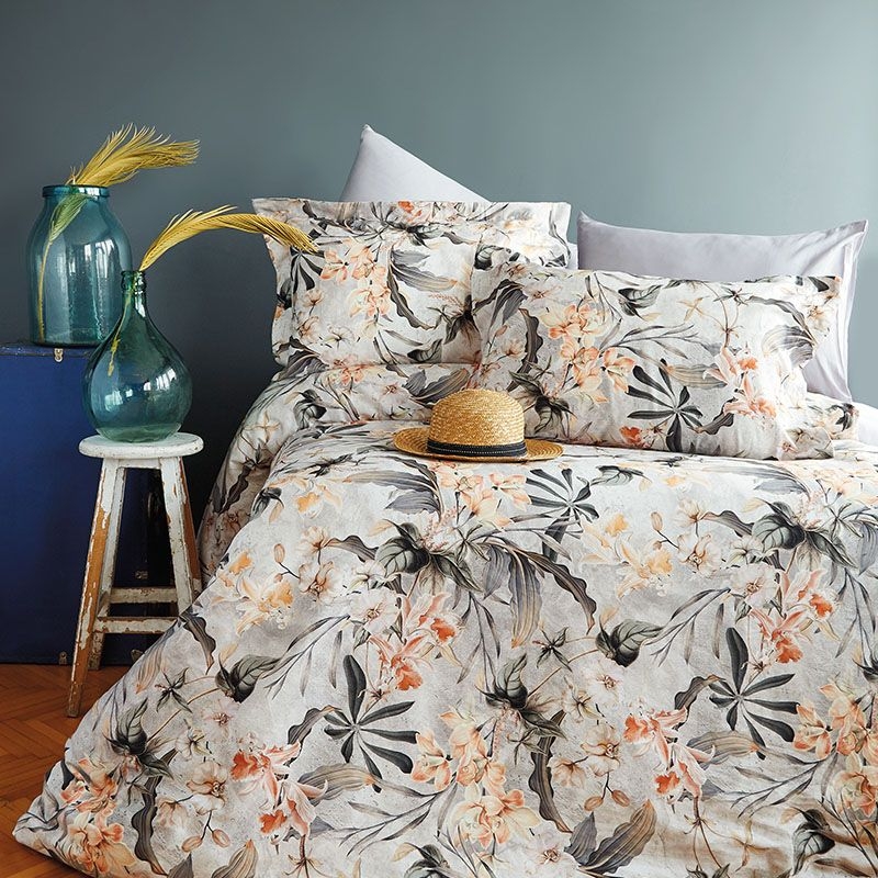 خرید کاور لحاف پنبه ای 6 تکه دونفره ورونیکا oleander گلدار | ورونیکا