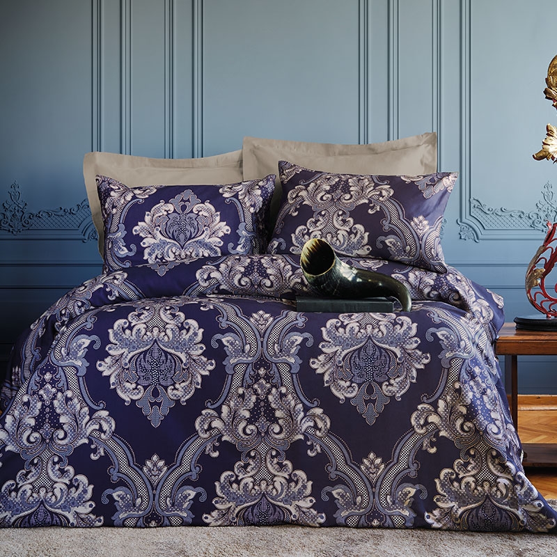 خرید و قیمت سرویس کاور لحاف پنبه‌ای ۶ تکه دونفره ورونیکا مدل سرمه‌ای کرم | کالای خواب ورونیکا