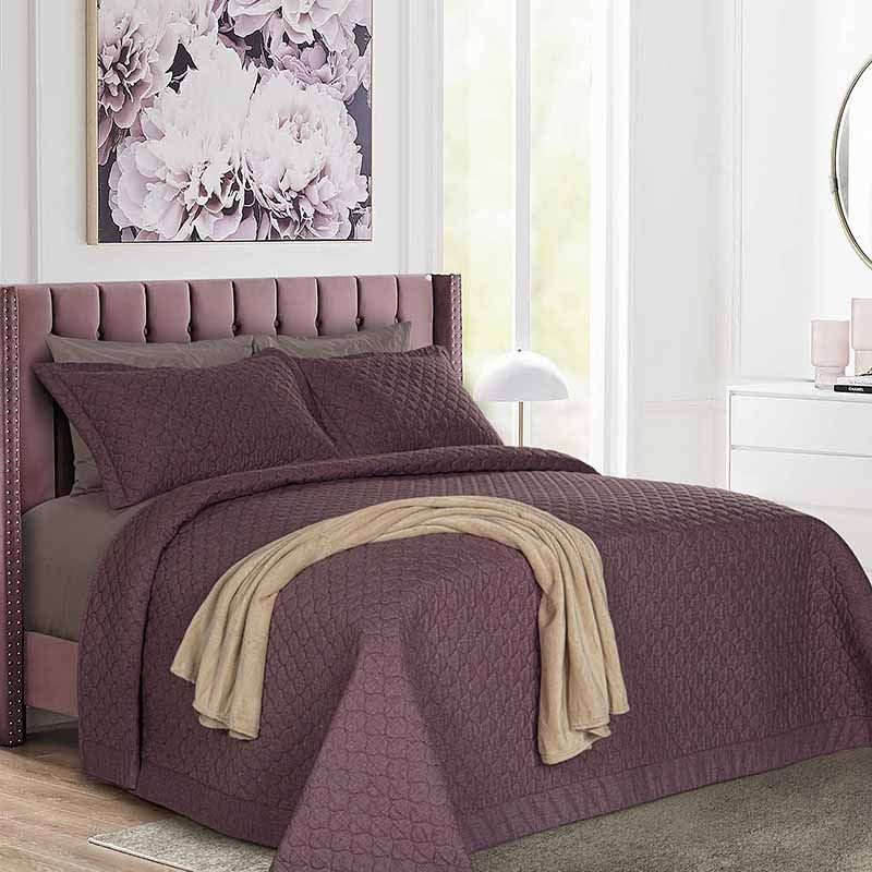 چیدمان کامل روتختی چهار فصل پنبه دوزی ورونیکا 4 تکه بنفش با ملحفه | ورونیکا