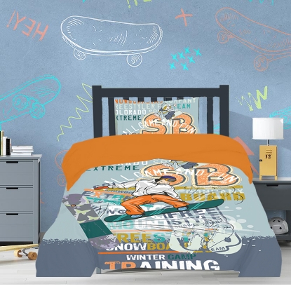 خرید ست 3 تکه کاور لحاف پنبه پسرانه ورونیکا مدل snowboard | ورونیکا