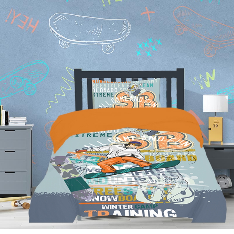 خرید ست 3 تکه کاور لحاف پنبه پسرانه ورونیکا مدل snowboard | ورونیکا