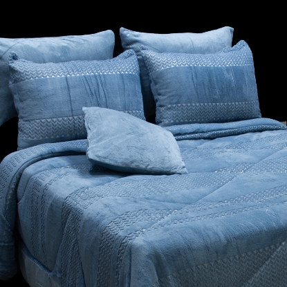 تصویر  سرویس لحاف مخمل 7 تکه دونفره آبی ورونیکا