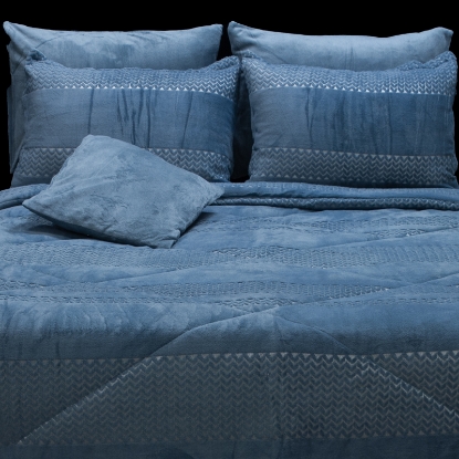 تصویر  سرویس لحاف مخمل 7 تکه دونفره آبی ورونیکا