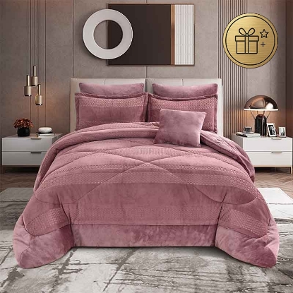 تصویر  سرویس لحاف مخمل 7 تکه دو نفره کالباسی ورونیکا