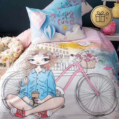 تصویر  ست 3 تکه ملحفه کاور لحاف نخ پنبه استاندارد COZY GIRL