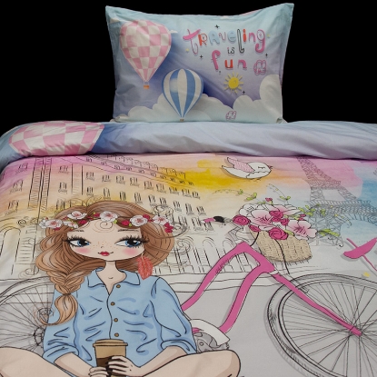 تصویر  ست 3 تکه ملحفه کاور لحاف نخ پنبه استاندارد COZY GIRL