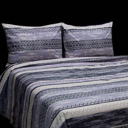 تصویر  کاور لحاف پنبه 4 تکه دونفره ورونیکا مدل gobby سفید سرمه ای راه راه