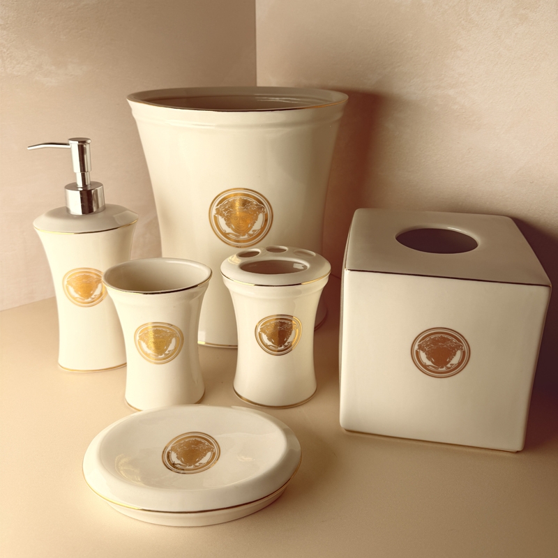 تصویر  اکسسوری 6 تکه سرویس بهداشتی ورونیکا مدل VERSACE WHITE سفید