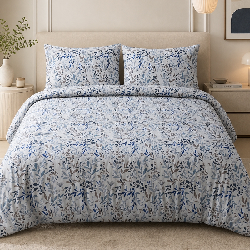 تصویر  کاور لحاف پنبه 4 تکه دونفره ورونیکا مدل ramielle طرح برگ