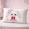 تصویر  روتختی نوزادی پنبه ای سفید صورتی ورونیکا طرح خرگوش