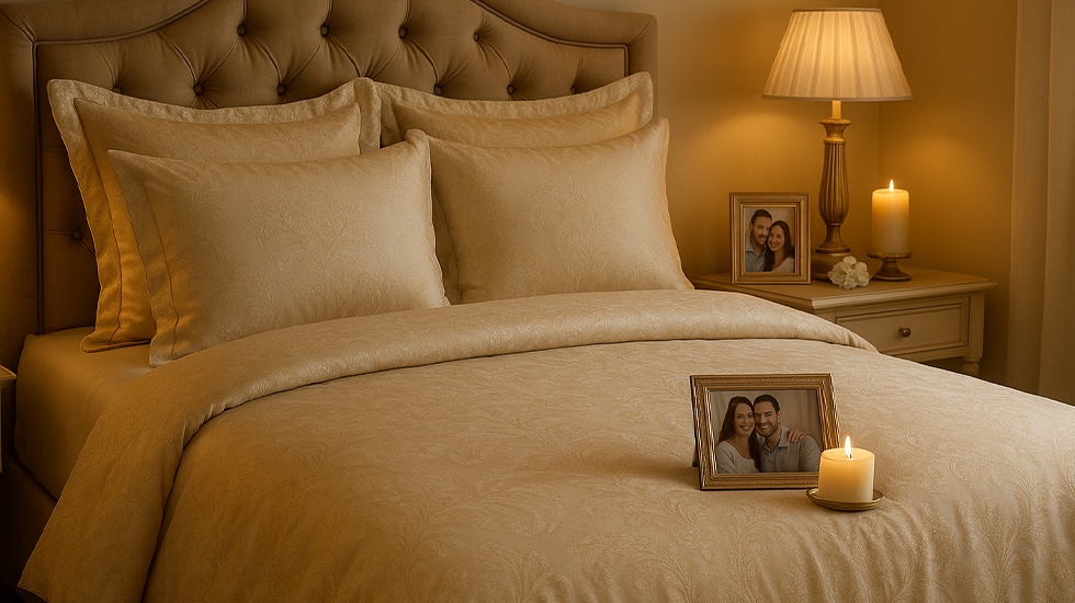 راهنمای هماهنگی رنگ روتختی با پرده، فرش و مبلمان - ورونیکا ست کردن رنگ روتختی عروس با دکوراسیون اتاق خواب ورونیکا